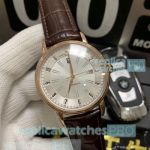 Fast Shipping Replica Vacheron Constaintin Patrimony Rose Gold Bezel Brown Leather Strap Watch